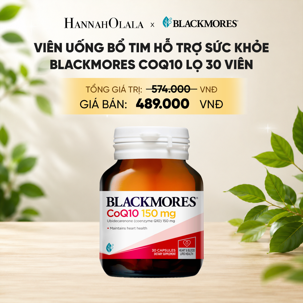  VIÊN UỐNG BỔ TIM HỖ TRỢ SỨC KHỎE BLACKMORES COQ10 150MG LỌ 30 VIÊN 