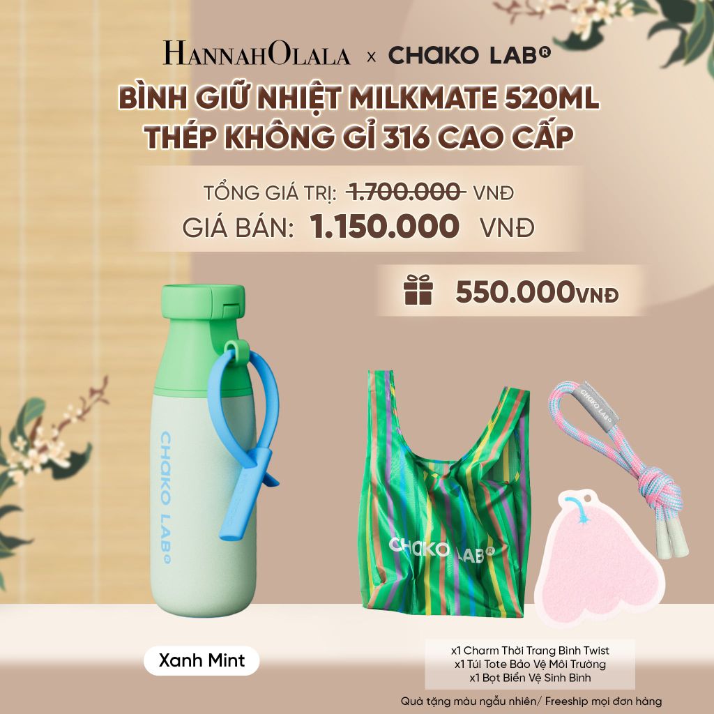  BÌNH GIỮ NHIỆT MILKMATE 520ML THÉP KHÔNG GỈ 316 CAO CẤP - A2394 