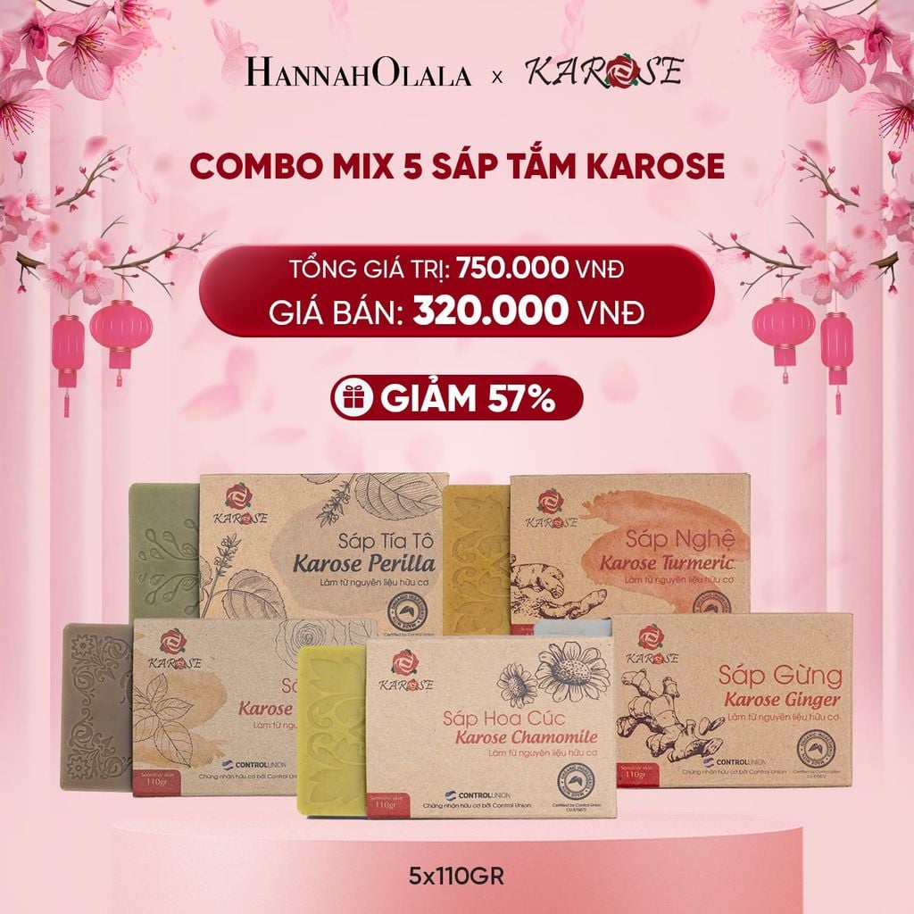  DEAL 16: COMBO MIX 5 SÁP TẮM KAROSE (5X110GR) 