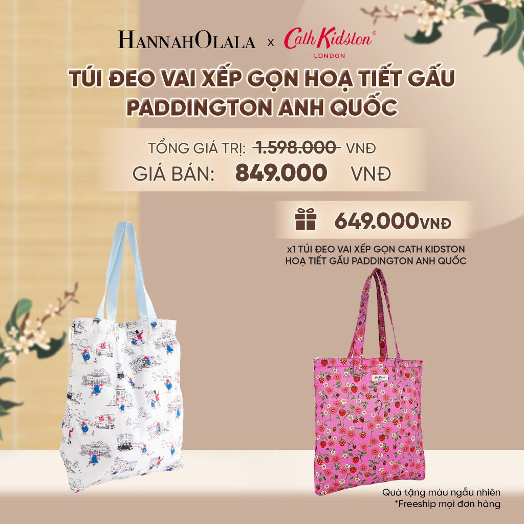  [B1G1] TÚI ĐEO VAI XẾP GỌN CATH KIDSTON HOẠ TIẾT GẤU PADDINGTON ANH QUỐC - A2417 