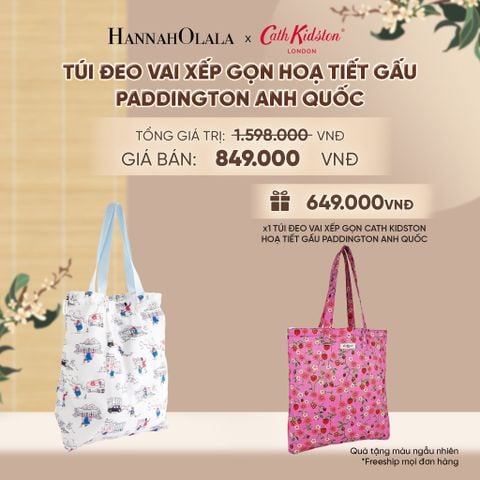  [B1G1] TÚI ĐEO VAI XẾP GỌN CATH KIDSTON HOẠ TIẾT GẤU PADDINGTON ANH QUỐC - A2417 