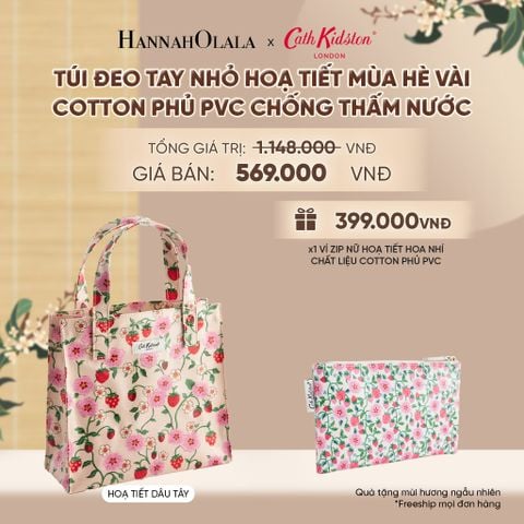  TÚI ĐEO TAY NHỎ CATH KIDSTON HOẠ TIẾT MÙA HÈ VÀI COTTON PHỦ PVC CHỐNG THẤM NƯỚC - A2397 