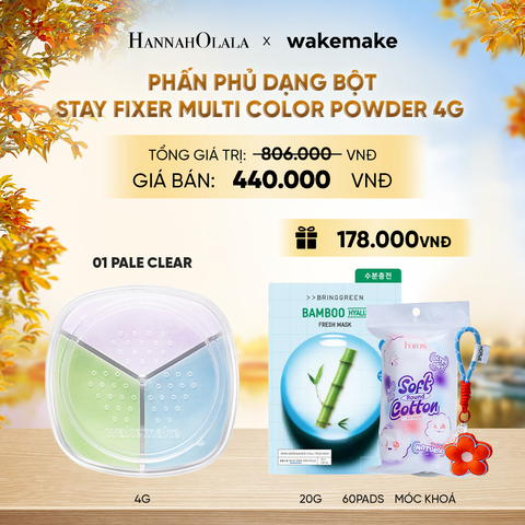  PHẤN PHỦ DẠNG BỘT WAKEMAKE STAY FIXER MULTI COLOR POWDER BA TÔNG MÀU KẾT HỢP 4G - E563 