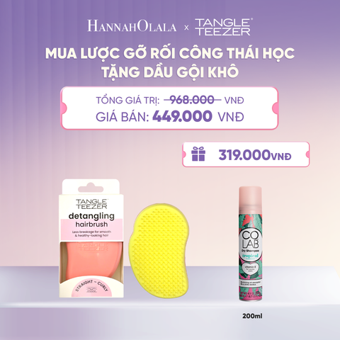  LƯỢC CHẢI GỠ RỐI TÓC ƯỚT CÔNG THÁI HỌC MÀU HỒNG VÀNG TẶNG DẦU GỘI KHÔ COLAB HƯƠNG TRÁI CÂY NHIỆT ĐỚI (KHÔNG ĐỂ LẠI VỆ TRẮNG, SẠCH TÓC TỨC THÌ) - H047 