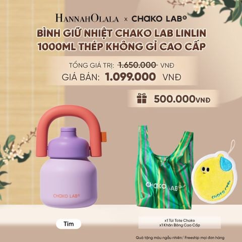  BÌNH GIỮ NHIỆT CHAKO LAB LINLIN 1000ML THÉP KHÔNG GỈ CAO CẤP - A2384 