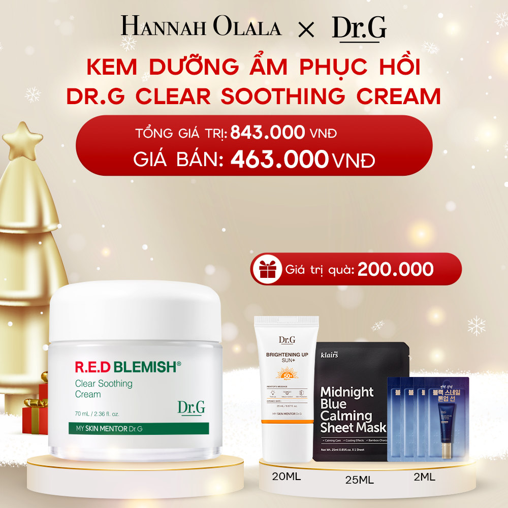 DEAL 1: KEM DƯỠNG ẨM PHỤC HỒI DR.G CLEAR SOOTHING CREAM 70ML TẶNG KÈM 1 KEM CHỐNG NẮNG BRIGHTENING UP SUN+ 20ML 