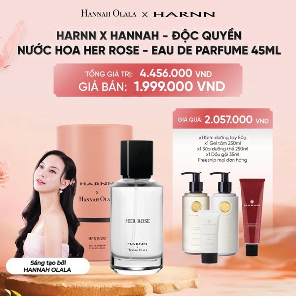  DEAL 15: HARNN X HANNAH - ĐỘC QUYỀN - NƯỚC HOA HER ROSE ĐƯỢC SÁNG TẠO BỞI HANNAH OLALA - EAU DE PARFUME 45ML 