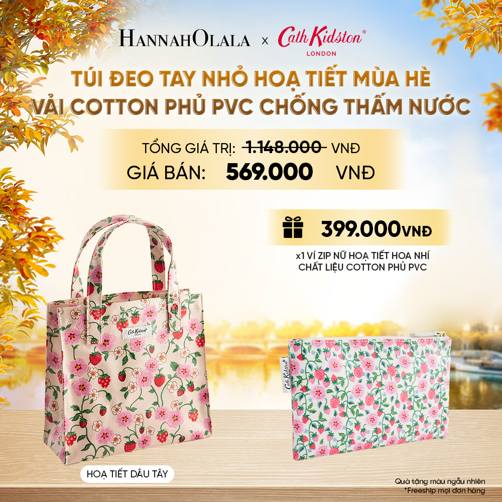  TÚI ĐEO TAY NHỎ CATH KIDSTON HOẠ TIẾT MÙA HÈ VÀI COTTON PHỦ PVC CHỐNG THẤM NƯỚC - E248 
