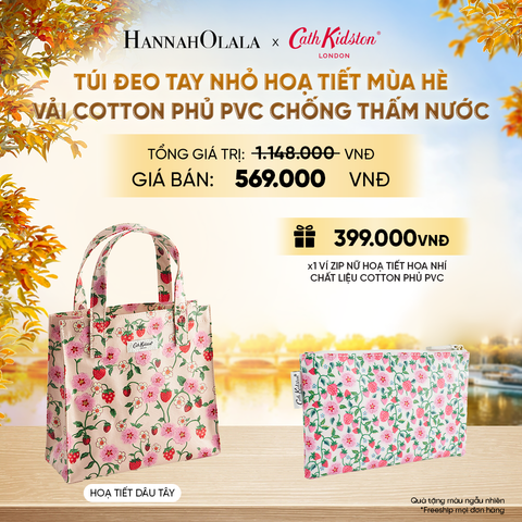 TÚI ĐEO TAY NHỎ CATH KIDSTON HOẠ TIẾT MÙA HÈ VÀI COTTON PHỦ PVC CHỐNG THẤM NƯỚC - E248 