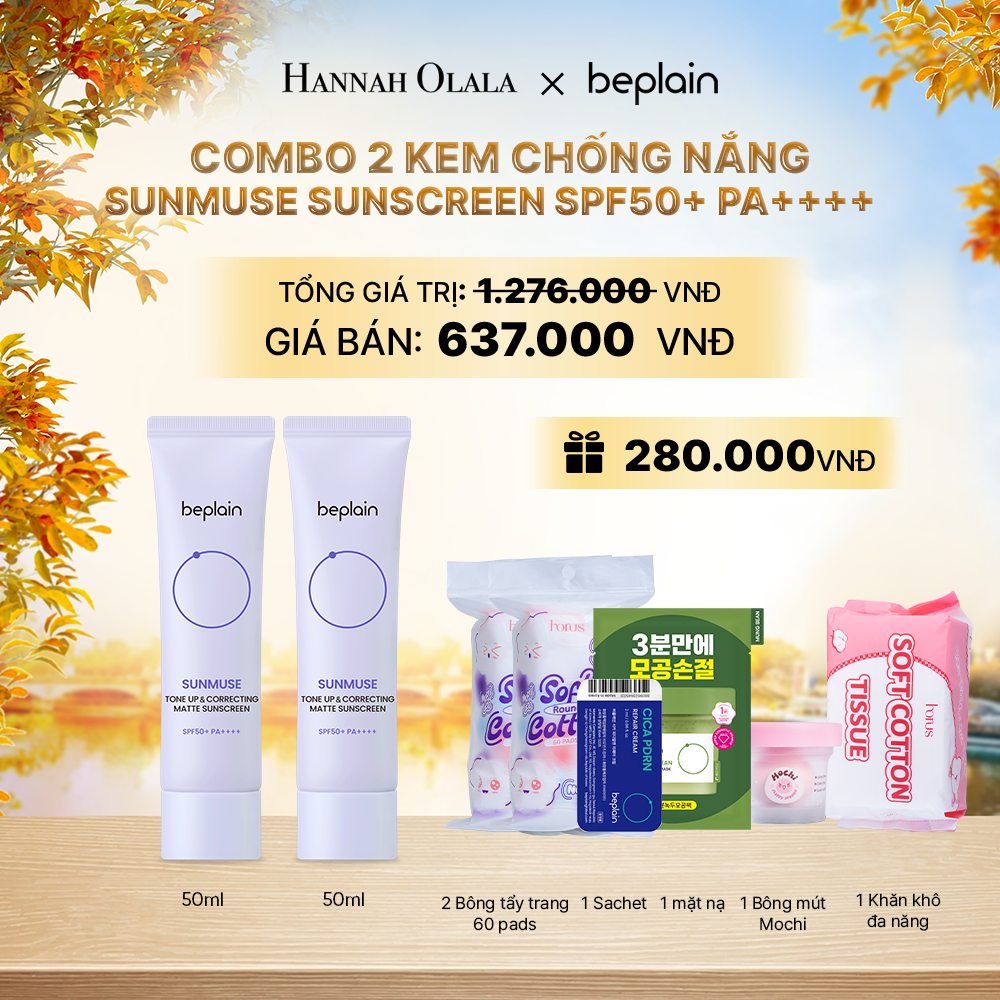  COMBO 2 KCN: BEPLAIN KEM CHỐNG NẮNG SUNMUSE SUNSCREEN 50ML BẤT KỲ - E827 