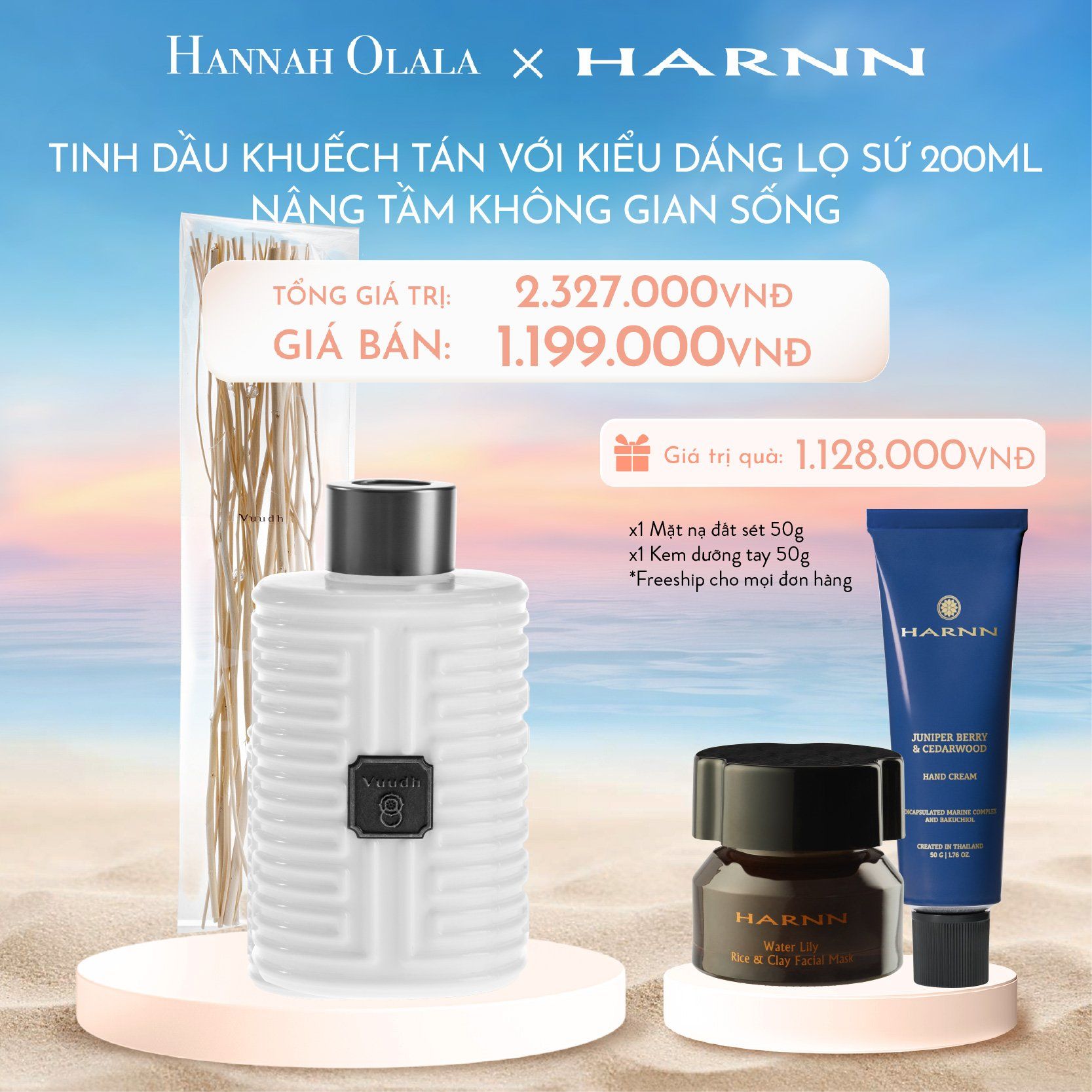  C737_DEAL 7: TINH DẦU KHUẾCH TÁN HARNN VỚI KIỂU DÁNG LỌ SỨ 200ML - NÂNG TẦM KHÔNG GIAN SỐNG 