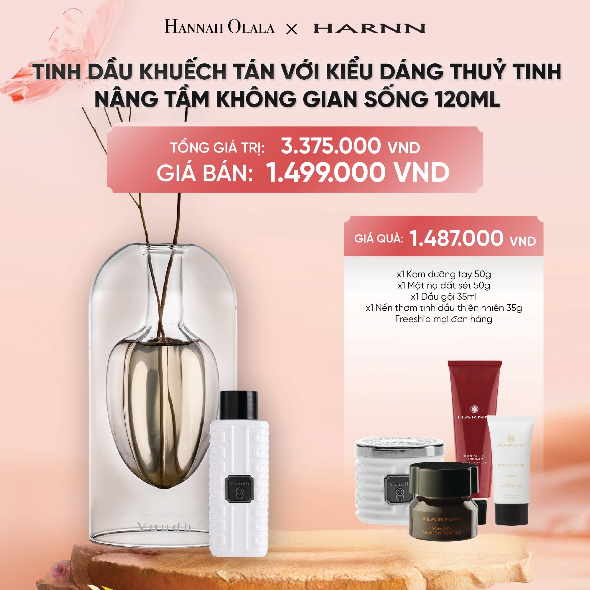  DEAL 14: TINH DẦU KHUẾCH TÁN HARNN VỚI KIỂU DÁNG THUỶ TINH 120ML - NÂNG TẦM KHÔNG GIAN SỐNG 