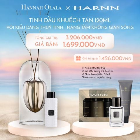  C721_DEAL 10: TINH DẦU KHUẾCH TÁN HARNN VỚI KIỂU DÁNG THUỶ TINH 120ML - NÂNG TẦM KHÔNG GIAN SỐNG 