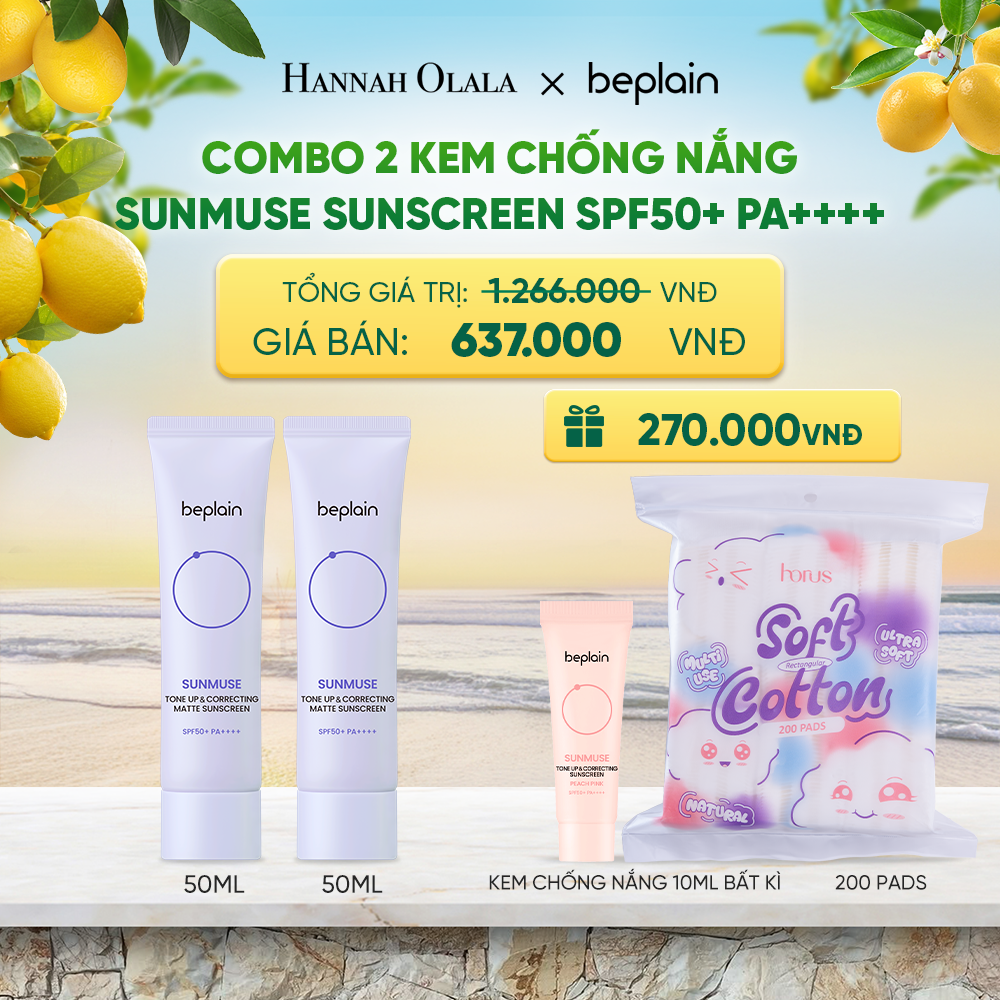  COMBO 2 KCN: BEPLAIN KEM CHỐNG NẮNG SUNMUSE SUNSCREEN 50ML BẤT KỲ - A389 