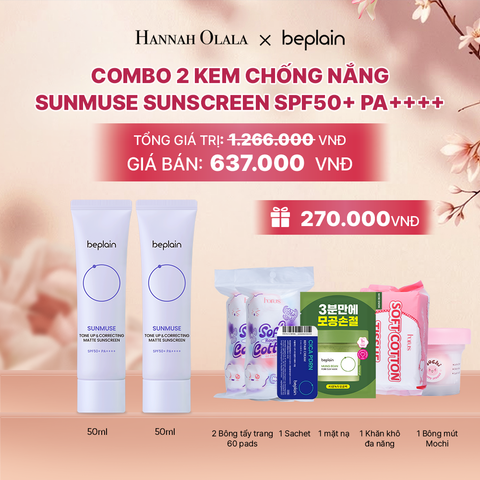  COMBO 2 KCN: BEPLAIN KEM CHỐNG NẮNG SUNMUSE SUNSCREEN 50ML BẤT KỲ - A699 