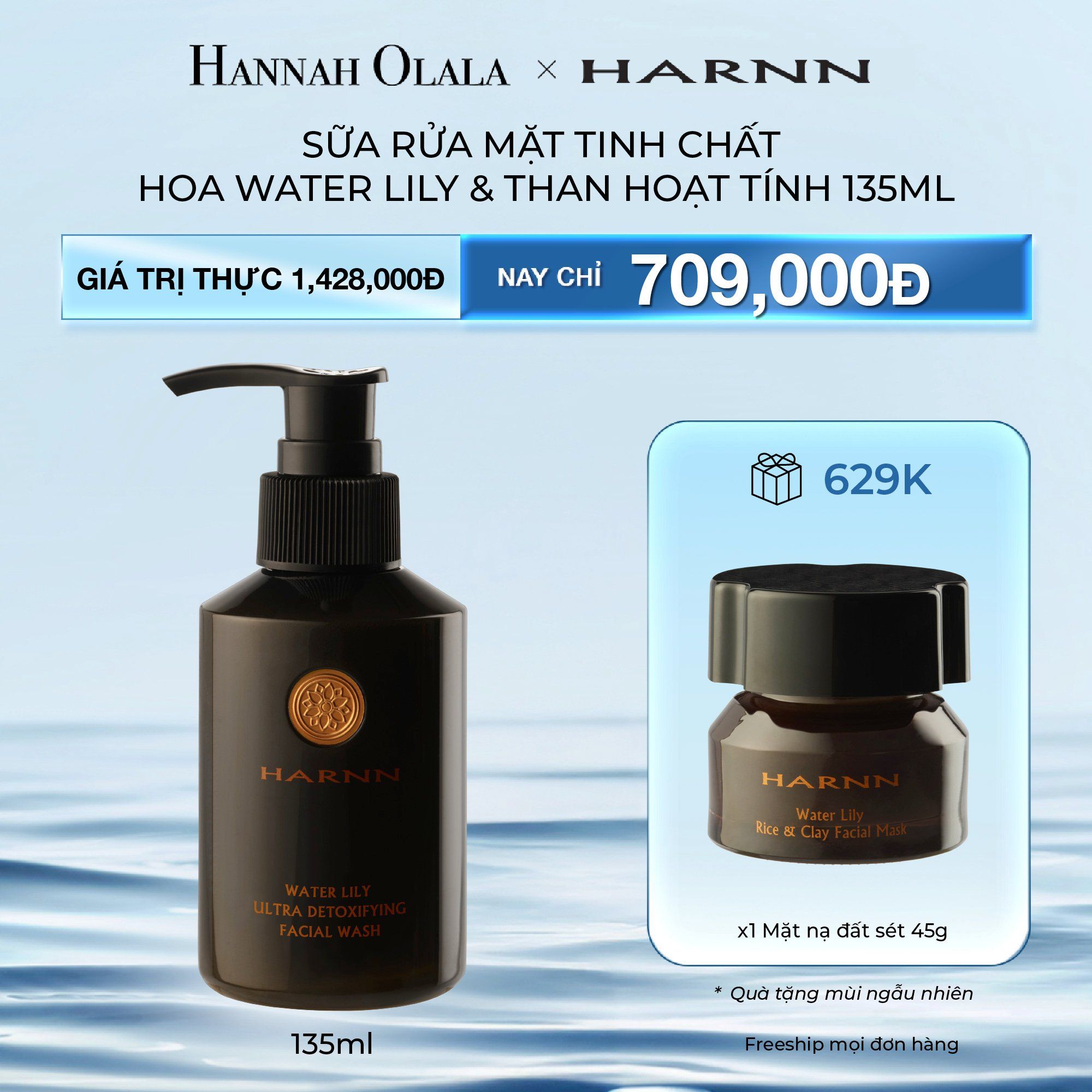  DEAL 5: SỮA RỬA MẶT TINH CHẤT HOA WATER LILY & THAN HOẠT TÍNH HARNN 135ML 