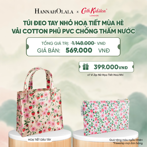  TÚI ĐEO TAY NHỎ CATH KIDSTON HOẠ TIẾT MÙA HÈ VÀI COTTON PHỦ PVC CHỐNG THẤM NƯỚC - A4032 