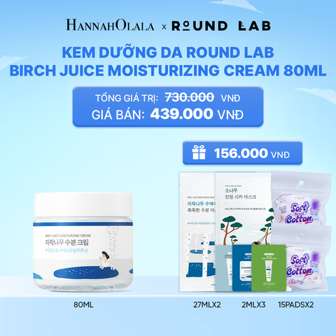  KEM DƯỠNG DA ROUND LAB BIRCH JUICE MOISTURIZING CREAM 80ML DƯỠNG ẨM CẢI THIỆN ĐỘ ĐÀN HỒI DA 