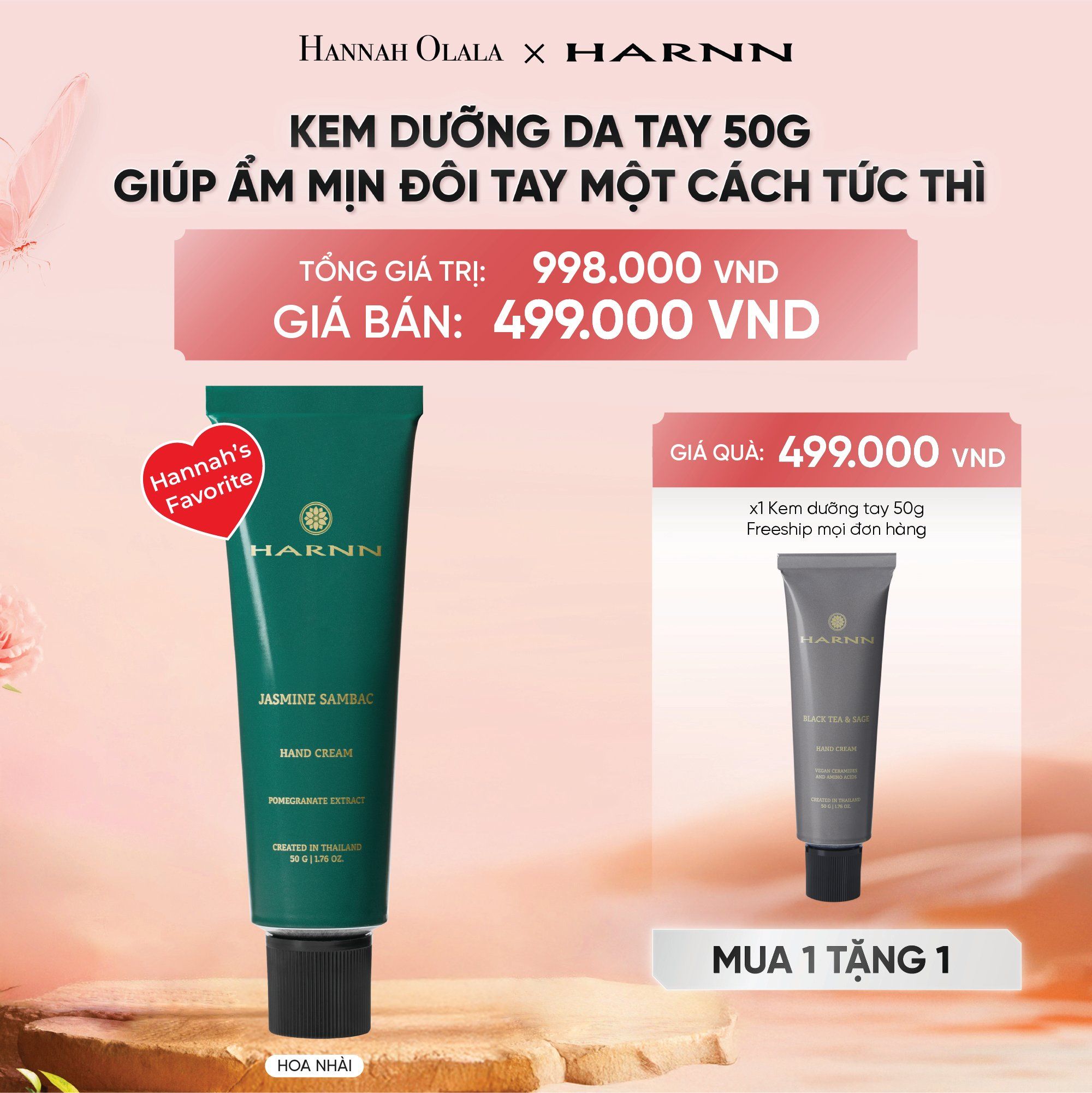  DEAL 10: [MUA 1 TẶNG 1] KEM DƯỠNG DA TAY GIÚP ẨM MỊN ĐÔI TAY MỘT CÁCH TỨC THÌ 50G 