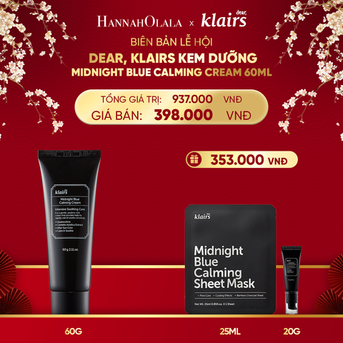  DEAL 4 : DEAR, KLAIRS KEM DƯỠNG MIDNIGHT BLUE CALMING CREAM 60ML 