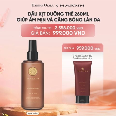  DEAL 6: BODY OIL SPRAY - DẦU XỊT DƯỠNG THỂ HARNN GIÚP ẨM MỊN VÀ CĂNG BÓNG LÀN DA 260ML 
