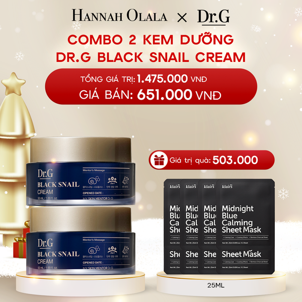  A1804_DEAL 5: COMBO 02 KEM DƯỠNG NGĂN NGỪA LÃO HÓA DA DR.G BLACK SNAIL CREAM 50ML 