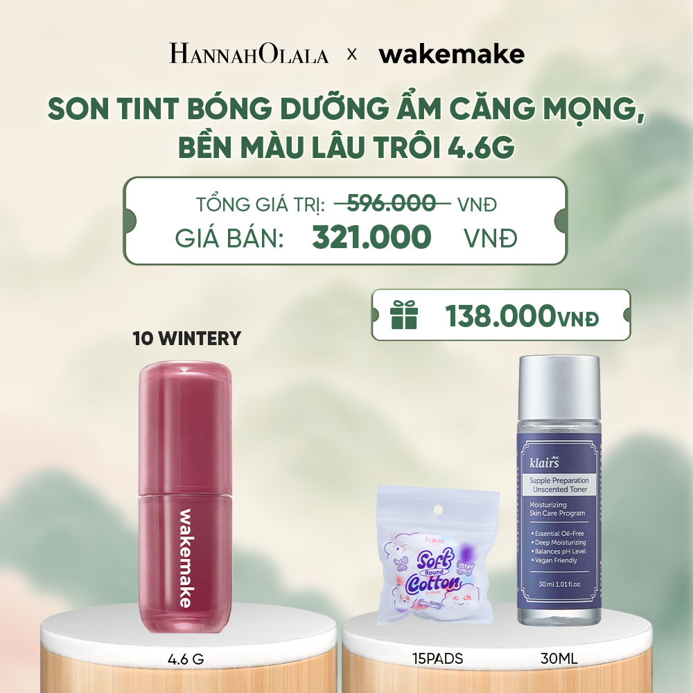  SON TINT BÓNG WAKEMAKE WATERFUL GLOW TINT DƯỠNG ẨM CĂNG MỌNG, BỀN MÀU LÂU TRÔI - A1510 