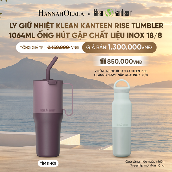  LY GIỮ NHIỆT KLEAN KANTEEN RISE TUMBLER 1064ML ỐNG HÚT GẬP CHẤT LIỆU INOX 18/8 