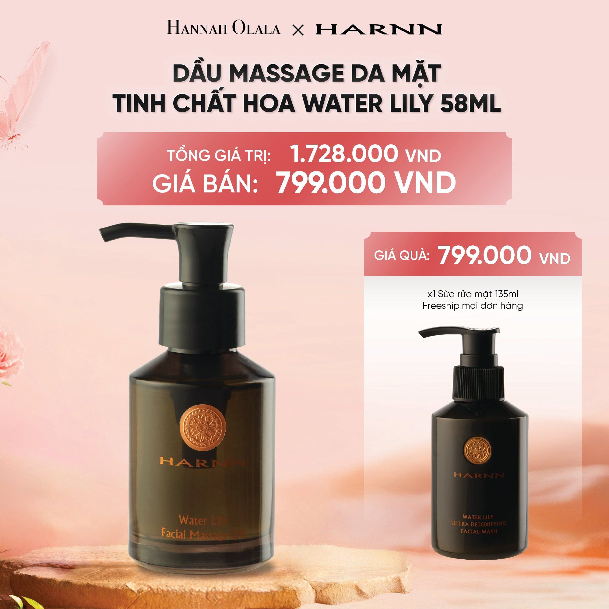  DEAL 9: DẦU MASSAGE DA MẶT TINH CHẤT HOA WATER LILY 58ML 