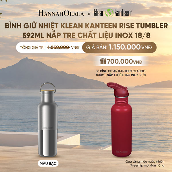  BÌNH NƯỚC KLEAN KANTEEN RISE REFLECT TUMBLER 592ML NẮP TRE CHẤT LIỆU INOX 18/8 