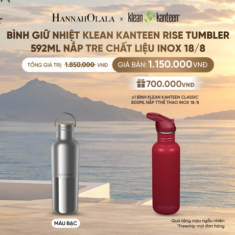  BÌNH NƯỚC KLEAN KANTEEN RISE REFLECT TUMBLER 592ML NẮP TRE CHẤT LIỆU INOX 18/8 
