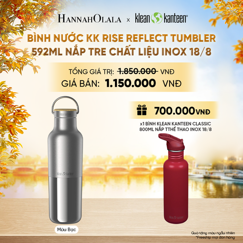  BÌNH NƯỚC KLEAN KANTEEN RISE REFLECT TUMBLER 592ML NẮP TRE CHẤT LIỆU INOX 18/8 - E285 