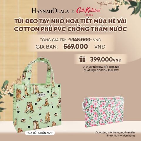  TÚI ĐEO TAY NHỎ CATH KIDSTON HOẠ TIẾT MÙA HÈ VÀI COTTON PHỦ PVC CHỐNG THẤM NƯỚC - A2397 