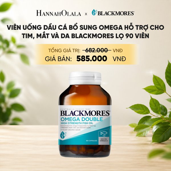  VIÊN UỐNG DẦU CÁ BỔ SUNG OMEGA HỖ TRỢ CHO TIM, MẮT VÀ DA BLACKMORES DOUBLE OMEGA HIGH STRENGTH LỌ 90 VIÊN - DEAL 1.1 
