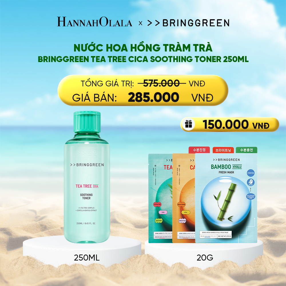 A1497_deal 4: nước hoa hồng tràm trà bring green tea tree cica soothing toner 250ml