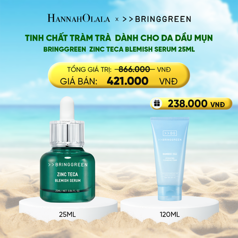  DEAL 7: TINH CHẤT TRÀM TRÀ BRING GREEN ZINC TECA BLEMISH SERUM DÀNH CHO DA DẦU MỤN 25ML 