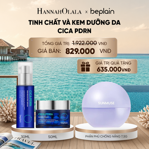  COMBO KEM DƯỠNG DA CICA PDRN REPAIR CREAM 50ML+ BEPLAIN TINH CHẤT CICA PDRN SKIN BOOSTER SERUM 30ML_ D227 
