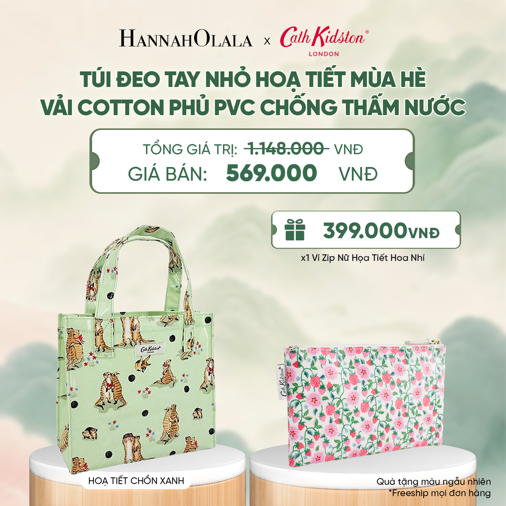  TÚI ĐEO TAY NHỎ CATH KIDSTON HOẠ TIẾT MÙA HÈ VÀI COTTON PHỦ PVC CHỐNG THẤM NƯỚC - A4032 