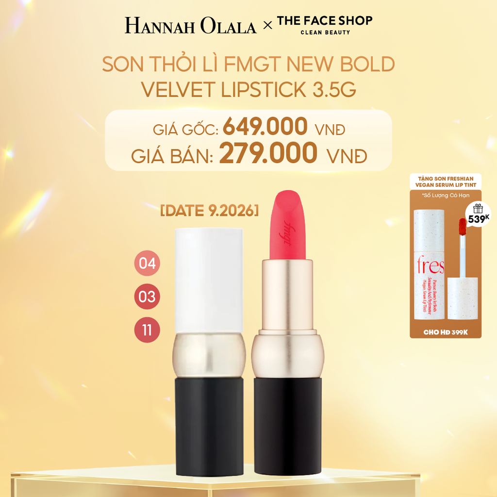  DEAL 3: [DATE 9.2026] Son Thỏi Lì Fmgt New Bold Velvet Lipstick 3.5g 
