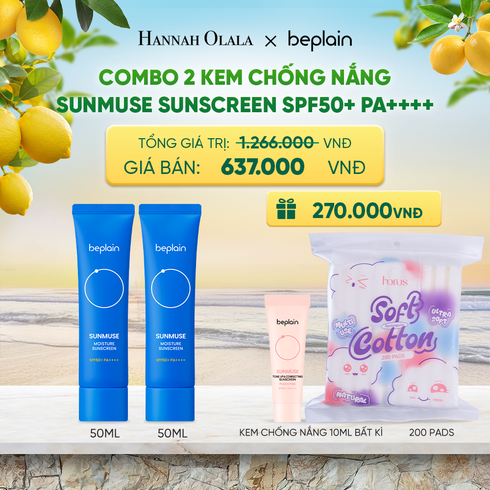  COMBO 2 KCN: BEPLAIN KEM CHỐNG NẮNG SUNMUSE SUNSCREEN 50ML BẤT KỲ - A389 
