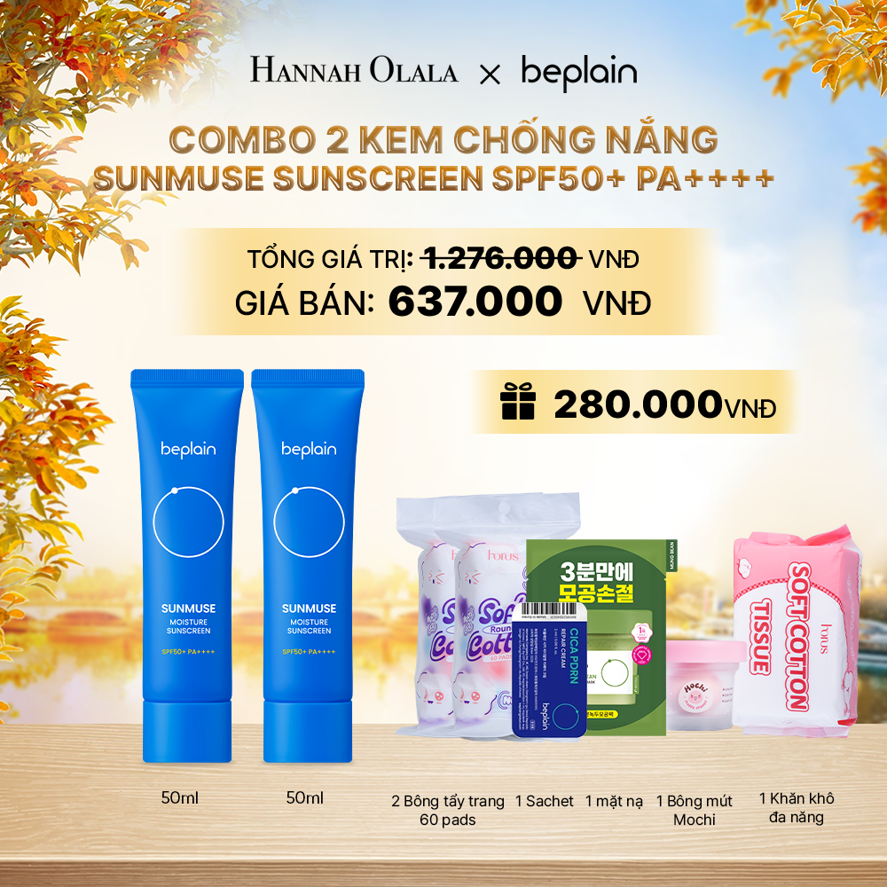  COMBO 2 KCN: BEPLAIN KEM CHỐNG NẮNG SUNMUSE SUNSCREEN 50ML BẤT KỲ - E827 