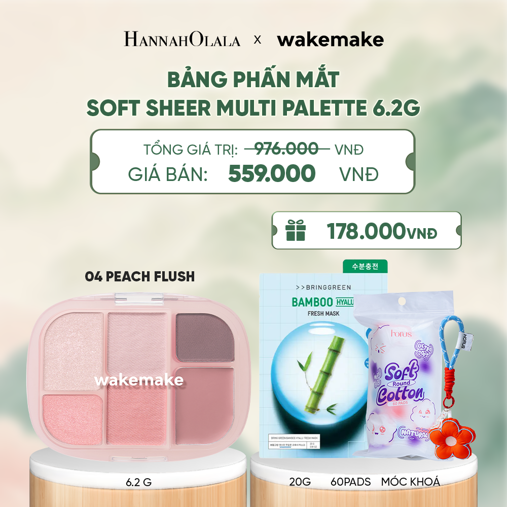  WAKEMAKE BẢNG PHẤN MẮT SOFT SHEER MULTI PALETTE 6.2G - A1518 