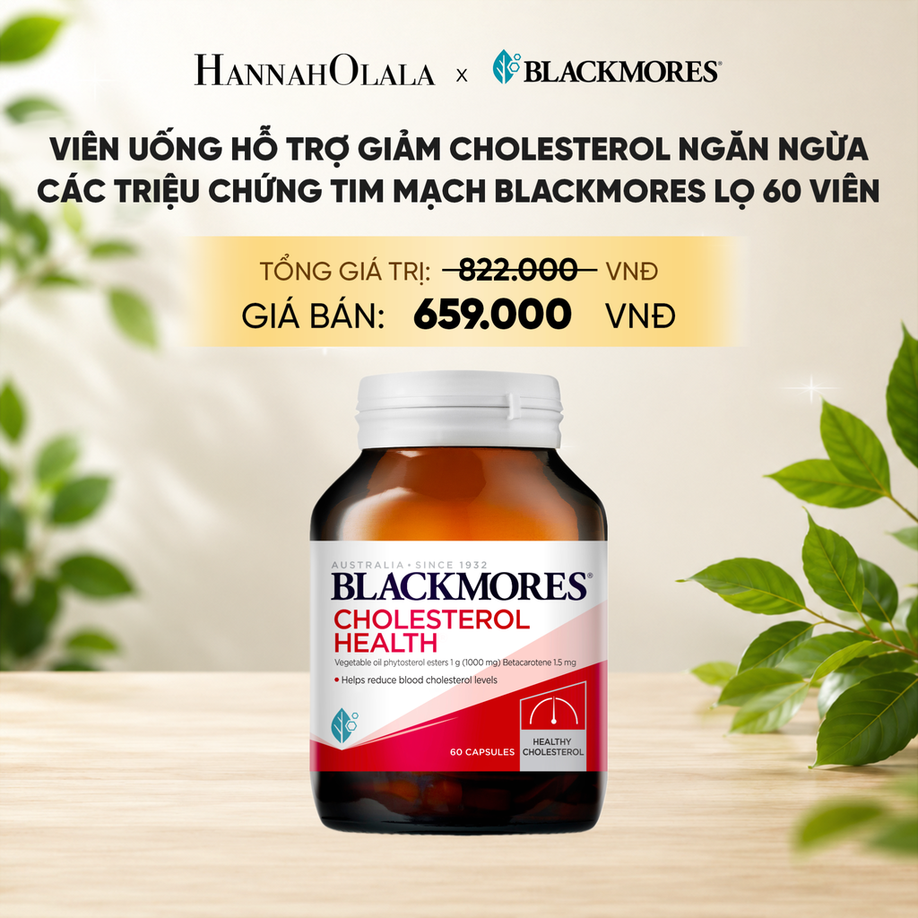  VIÊN UỐNG HỖ TRỢ GIẢM CHOLESTEROL NGĂN NGỪA CÁC TRIỆU CHỨNG TIM MẠCH BLACKMORES CHOLESTEROL HEALTH LỌ 60 VIÊN 
