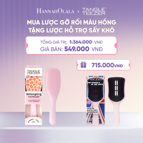  LƯỢC CHẢI GỠ RỐI TÓC ƯỚT MÀU HỒNG HOẠ TIẾT TẶNG LƯỢC GỠ RỐI HỖ TRỢ SẤY NHANH LỚN MÀU ĐEN HỒNG - H045 