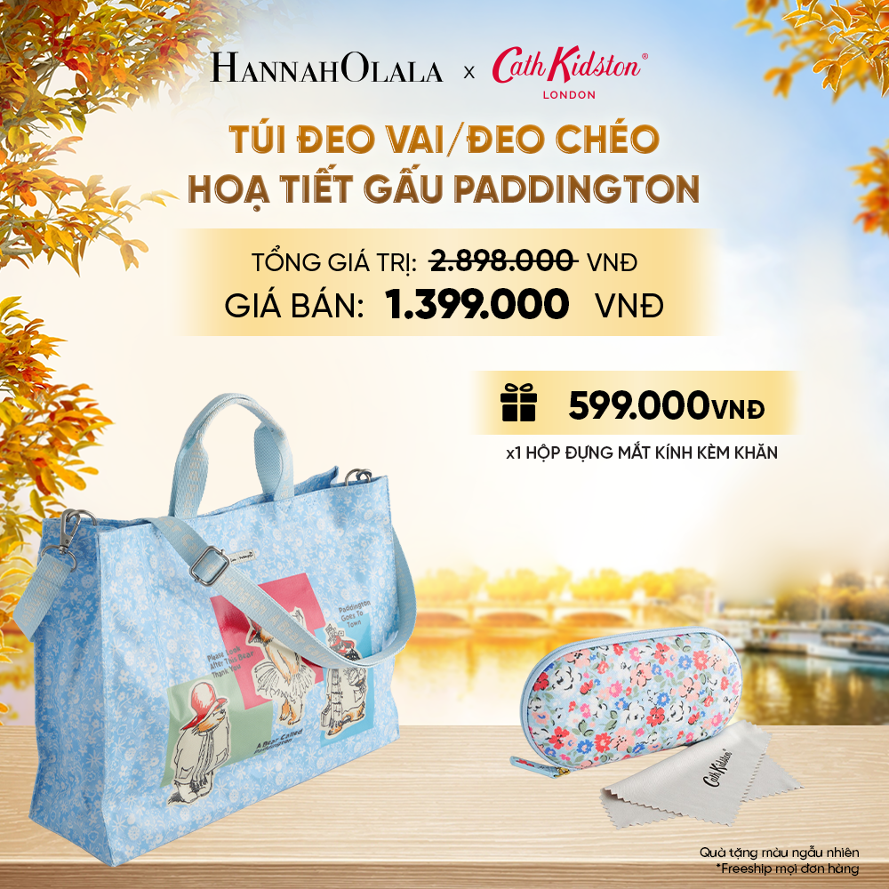  TÚI ĐEO VAI/ĐEO CHÉO CATH KIDSTON HOẠ TIẾT GẤU PADDINGTON CHẤT LIỆU COTTON PHỦ PVC MỜ TRƯỢT NƯỚC - E252 