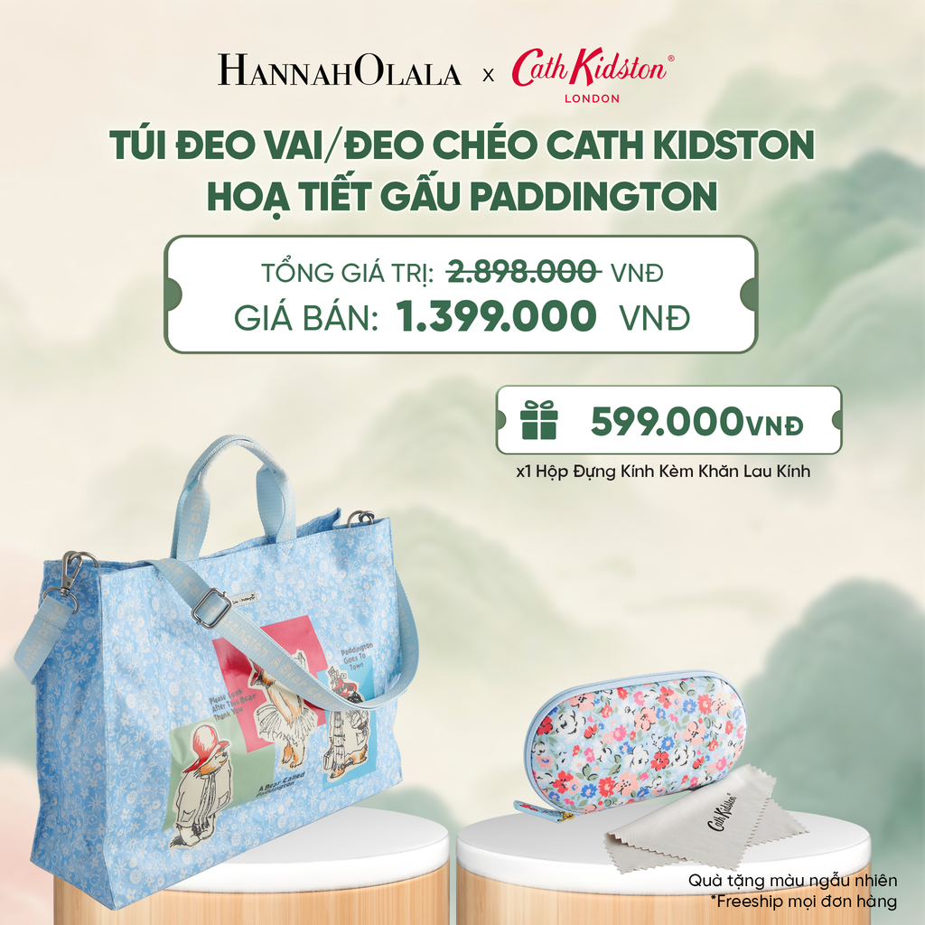  TÚI ĐEO VAI/ĐEO CHÉO CATH KIDSTON HOẠ TIẾT GẤU PADDINGTON CHẮT LIỆU COTTON PHỦ PVC MỜ TRƯỢT NƯỚC - A4036 
