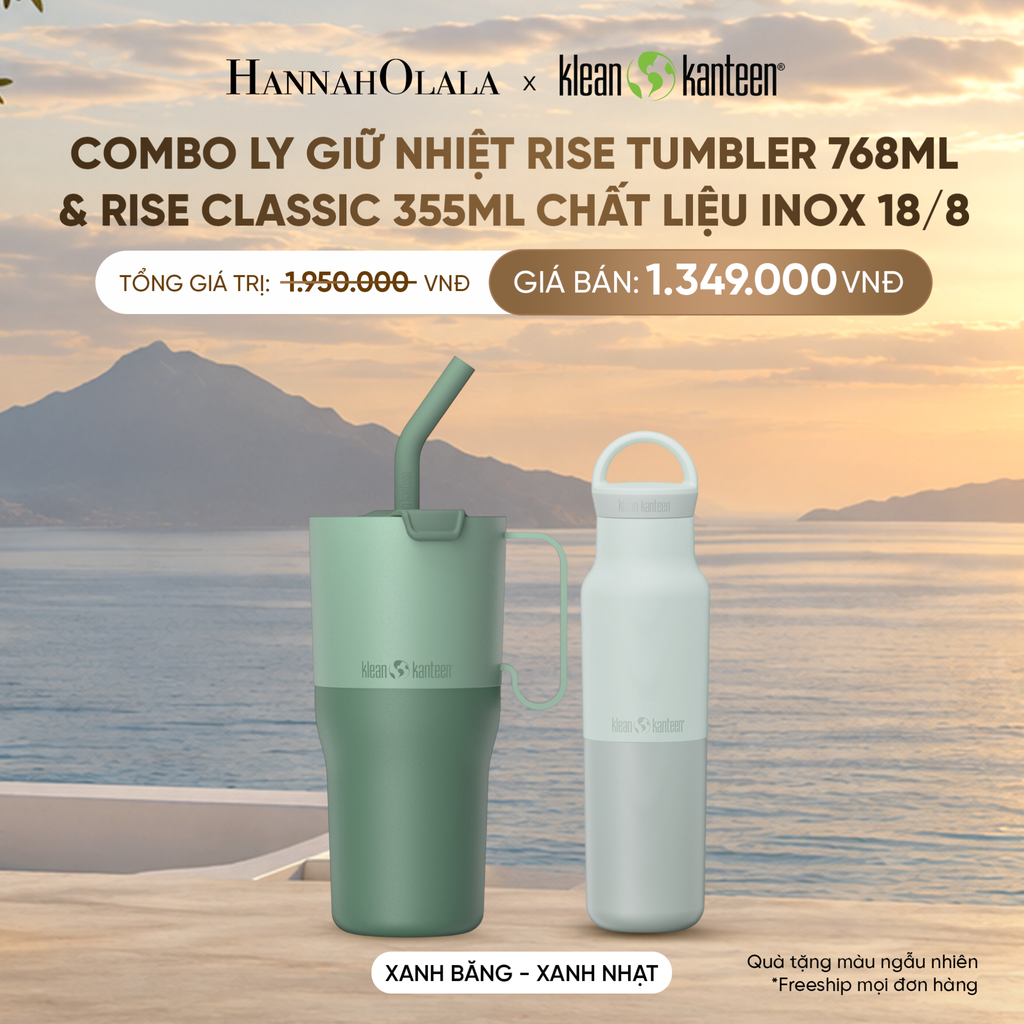  COMBO LY GIỮ NHIỆT KLEAN KANTEEN RISE TUMBLER 768ML & RISE CLASSIC 355ML CHẤT LIỆU INOX 18/8 