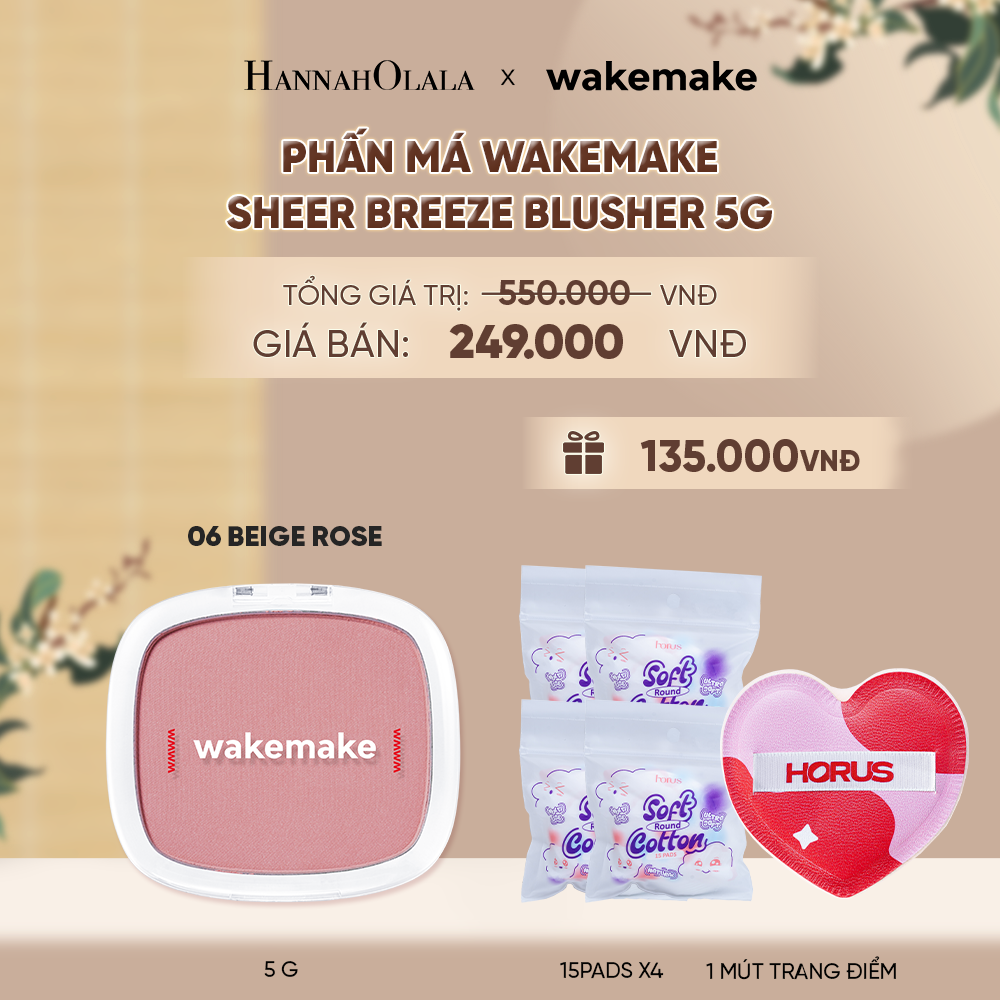  PHẤN MÁ WAKEMAKE SHEER BREEZE BLUSHER 5G - A1126 