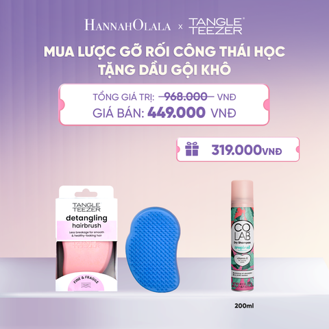 LƯỢC CHẢI GỠ RỐI TÓC ƯỚT CÔNG THÁI HỌC MÀU XANH CORAL TẶNG DẦU GỘI KHÔ COLAB HƯƠNG TRÁI CÂY NHIỆT ĐỚI (KHÔNG ĐỂ LẠI VỆ TRẮNG, SẠCH TÓC TỨC THÌ) - H048 