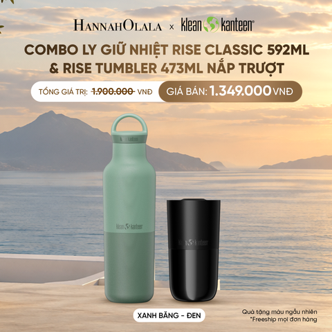  COMBO LY GIỮ NHIỆT KLEAN KANTEEN RISE CLASSIC 592ML & RISE TUMBLER 473ML NẮP TRƯỢT CHẤT LIỆU INOX 18/8 